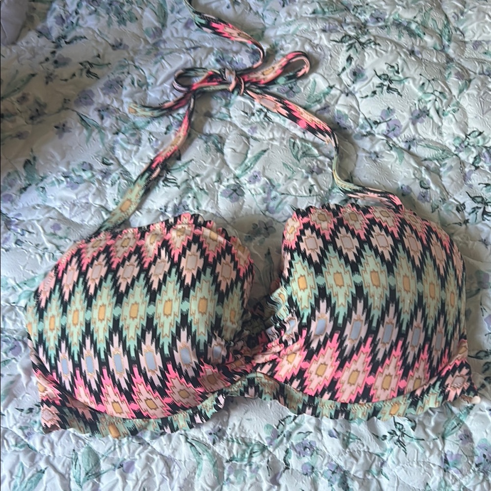 Victoria's Secret Pink and Green Bikini with Zigzag Design